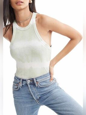 WSLY Rivington Weekend Tank in Sage Green Tie Dye, Size Small